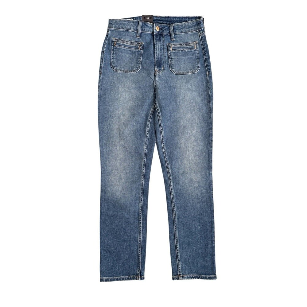 Gap Vintage Slim Sky High Patch Pocket Straight Leg Jeans Sz 30, Medium Wash